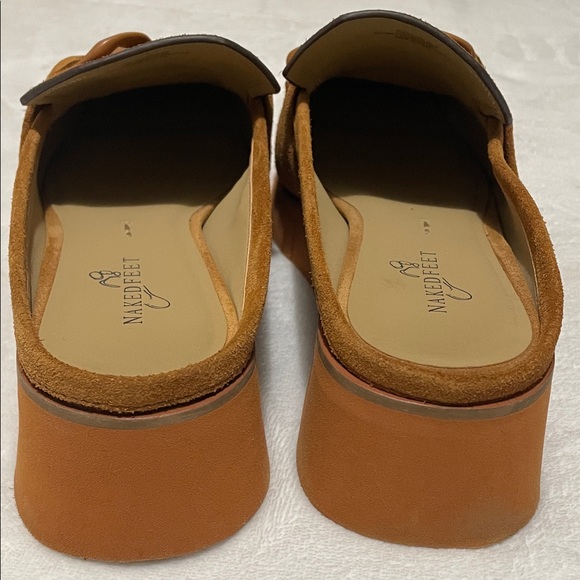 Naked Feet Tan Suede Elect Platform Mules Sz 10M - Picture 5 of 9